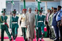 President Buhari returns home after spending 13 days in a London hospital