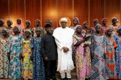 Aso Rock: Muhammadu Buhari receives Chibok girls