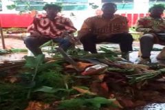 Cameroon government officials take part in rituals performed at the Eseka train disaster site