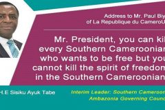 Southern Cameroons Ambazonia Governing Council leader’s address to the nation