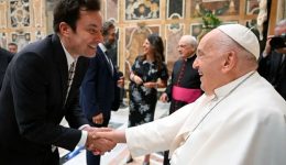 Pope meets Jimmy Fallon and 105 other comics at Vatican